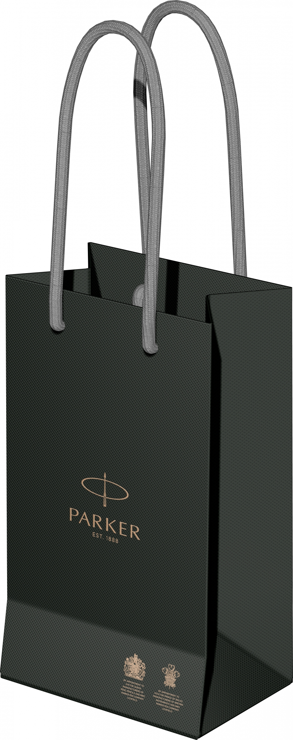 Фирменный подарочный пакет PARKER, Малый, бумажный, серый, 20*13*9,5 см.